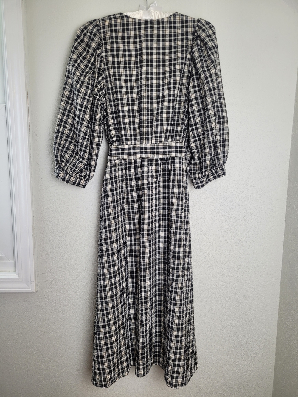 A New Day Black and Cream Plaid Wrap Midi Dress - Picture 4 of 14